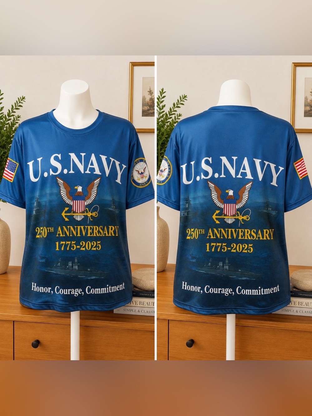 GEarvet  US navy 250 anniversary tee 
shirt size large